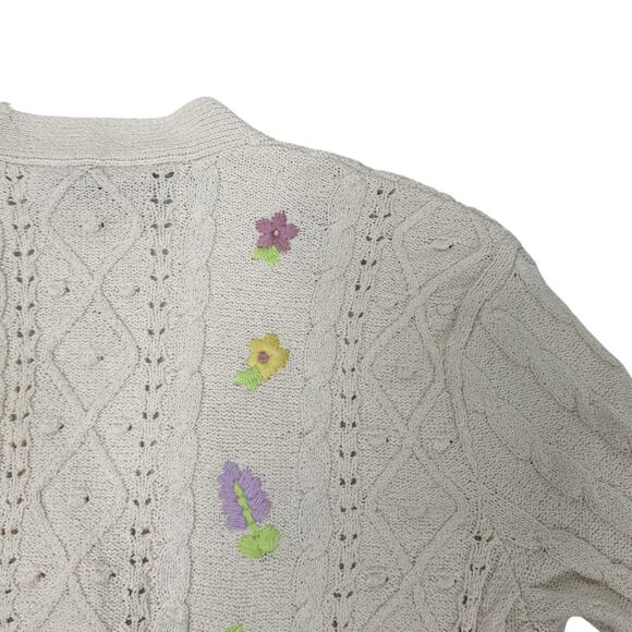 Zara Cream Cropped Cardigan with Floral Embroidery - Picture 5 of 7